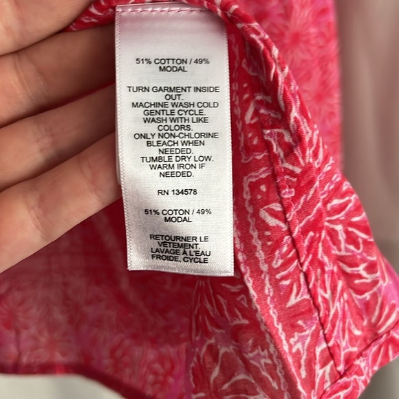 Vineyard Vines Printed Button Down Blouse Pink Red Floral Size XL - Picture 6 of 6